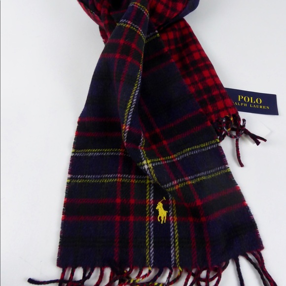 Polo Ralph Lauren Reversible Plaid Scarf Wool NWT